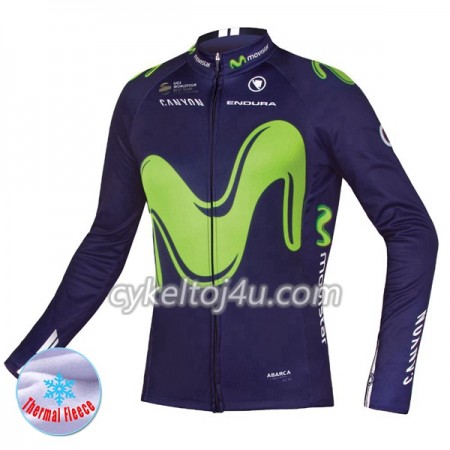 Cykeltrøje 2017 Movistar Team N001 Vinter Thermal Fleece